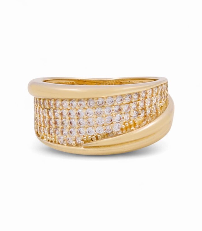 14K Yellow Gold Fashion Women's Ring with Cz / Size: 8 / Weight: 3.2 GR / CPWR4FS-25