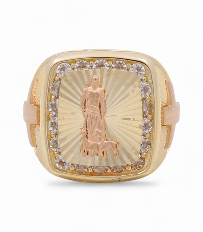 [:en]14K Yellow and Rose San Lazaro Men's Ring with White Cz / Size: 11.5 / Weight: 10.2 GR / DQMRTT4SL[:]