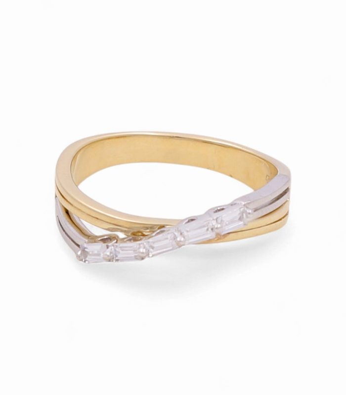 14K Yellow and White Gold Fashion Woman’s Ring / Stone: CZ / Size: 7 / Weight: 3.1 GR / KEEWRTT4FS