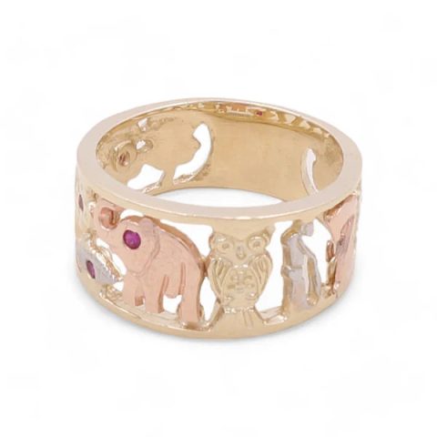 14k Three Tone Luck Women Ring with Pink / Weight 4.8 GR / CCWR3T4LK-1