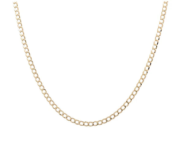 10K Yellow Gold Flat Curb Chain / Size: 3mm 18" / Weight: 4.5 GR / FCCSCH0CB3-18