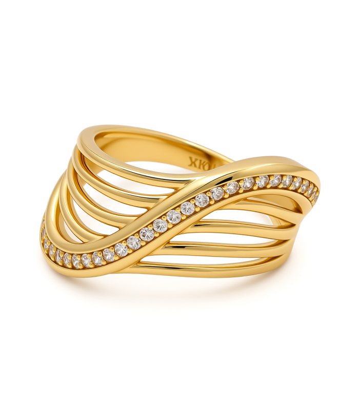 10K Yellow Gold Fashion Women's Ring with CZ / Size: 7.5 / Weight: 2.3 GR / Y23-158