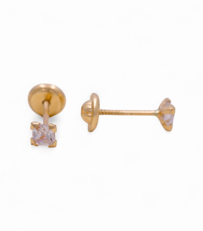 14k Yellow Gold Stud Earrings with CZ / 6-124501PS3