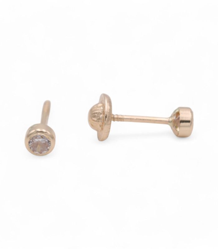 14k Yellow Gold Stud Earrings With Cz / 6-CH-R-3
