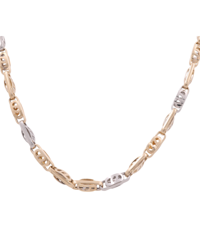 14K Yellow and White Gold Fashion Link Chain / Size: 24” / Weight: 29.9 GR / ISCH4FS-1