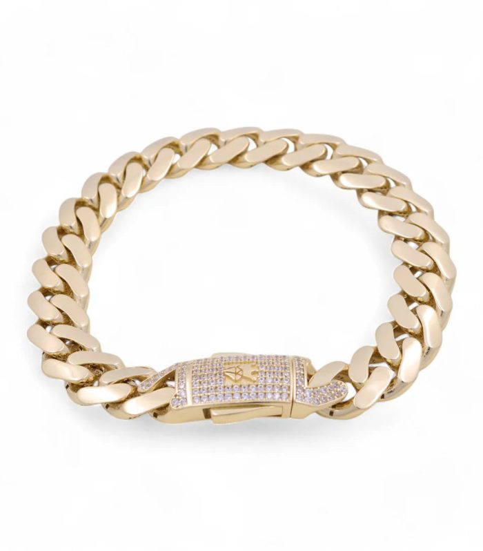 10K Yellow Gold Monaco Semisolid Men's Bracelet / Stone: Cz / Size: 11mm 8.5" / Weight: 16.7 GR / COMB0MON11-8.5