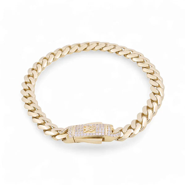 10K Yellow Gold Monaco Semisolid Men's Bracelet / Stone: Cz / Size: 9mm 8.5" / Weight: 13 GR / COMB0MON9-8.5