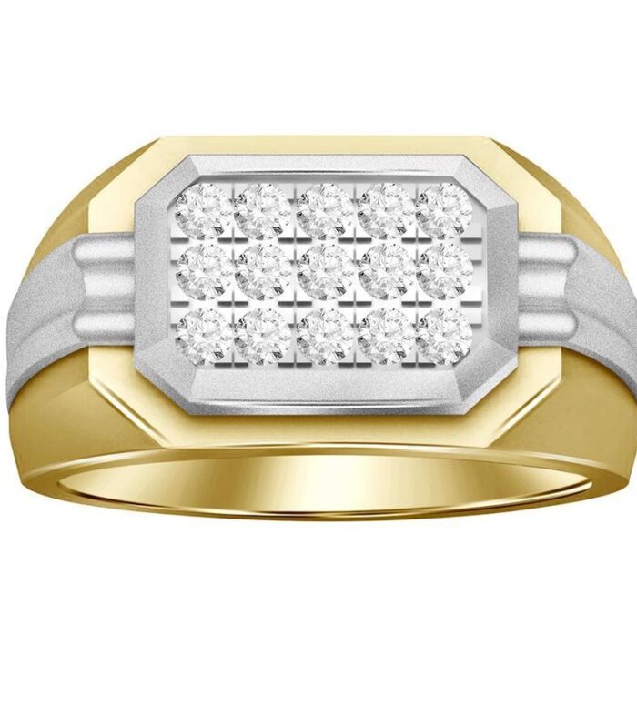 MEN'S RING 0.50CT ROUND DIAMOND 10K WHITE/YELLOW GOLD