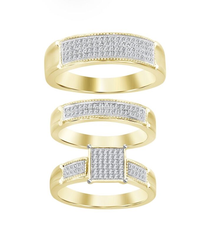 LADIES TRIOS SET 0.50CT ROUND DIAMOND 10K YELLOW GOLD