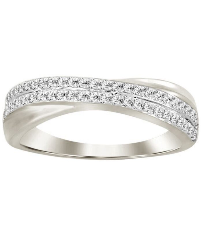 LADIES BAND 0.30CT ROUND DIAMOND 14K WHITE GOLD