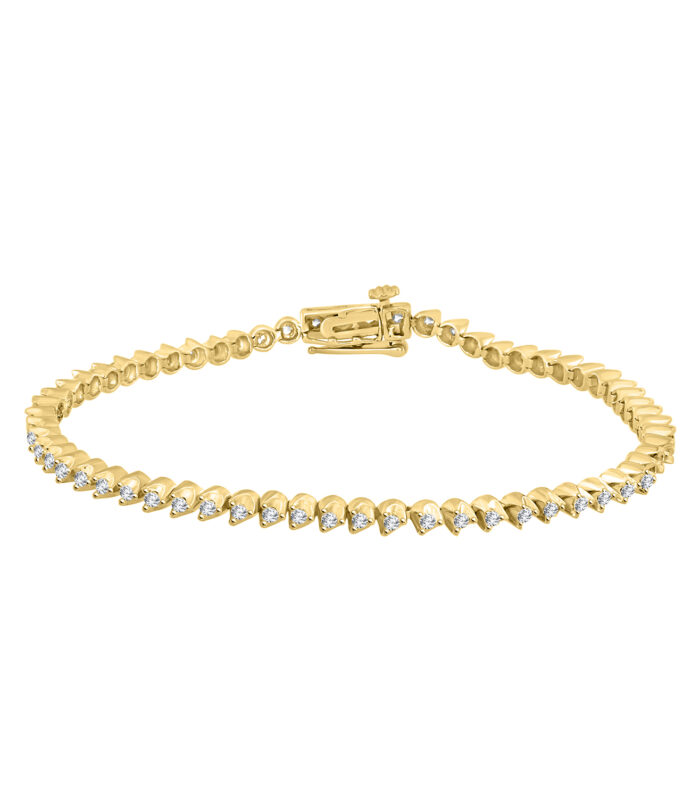 LADIES BRACELET 1.00CT ROUND DIAMOND 14K YELLOW GOLD (SI QUALITY)