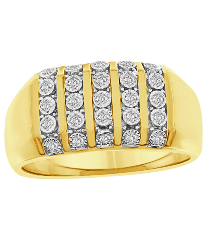 MEN'S RING 0.50CT ROUND DIAMOND 10K YELLOW GOLD