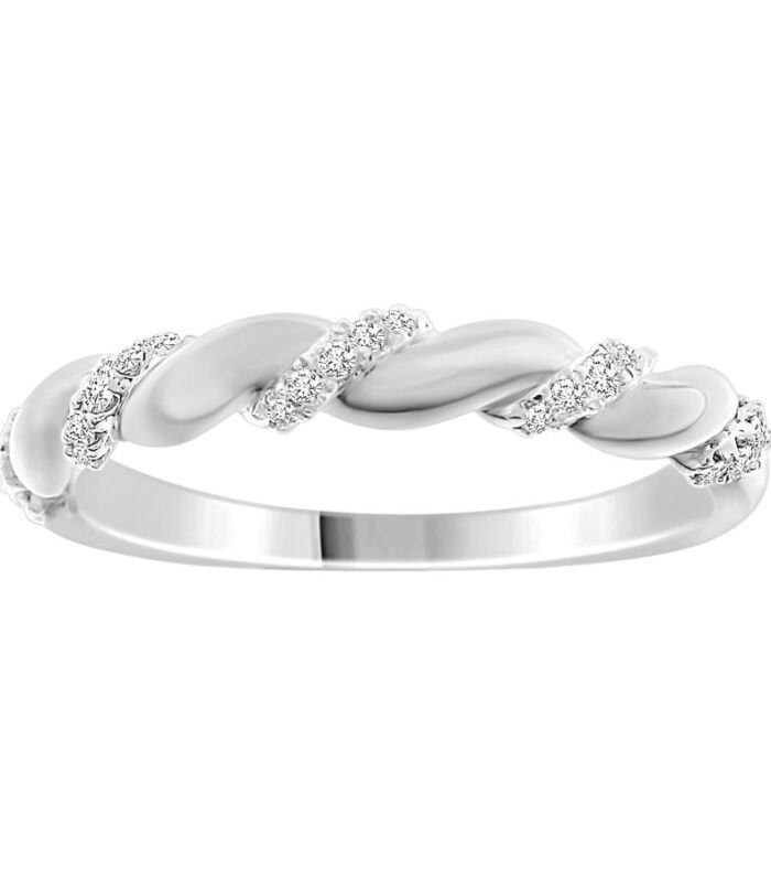 LADIES STACKABLE BAND 0.11CT ROUND DIAMOND 10K WHITE GOLD