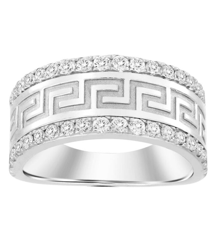 MEN'S BAND 1.00CT ROUND DIAMOND 14K WHITE GOLD (SI QUALITY)