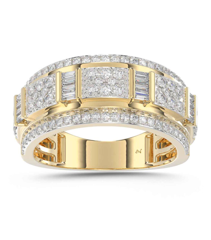 MEN'S BAND 1.00CT ROUND/BAGUETTE DIAMOND 10K YELLOW GOLD