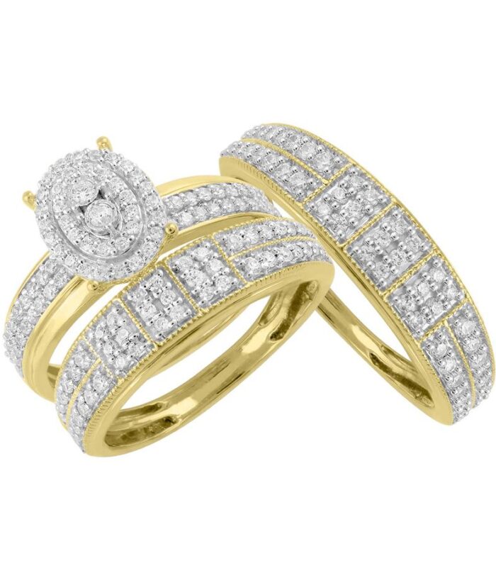 LADIES TRIOS 1.00CT ROUND DIAMOND 10K YELLOW GOLD