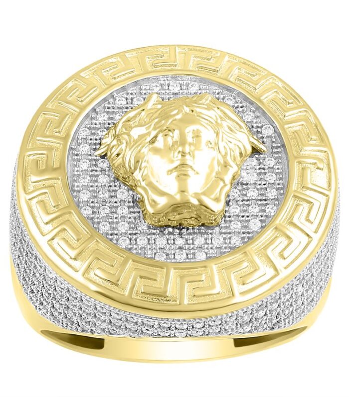 MEN'S RING 1.25CT ROUND DIAMOND 10K YELLOW GOLD