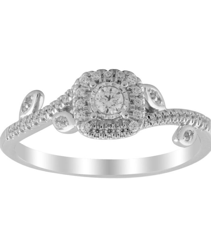 LADIES RING 0.25CT ROUND DIAMOND 10K WHITE GOLD