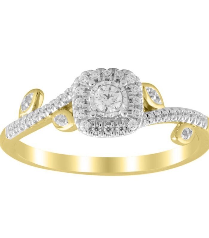LADIES RING 0.25CT ROUND DIAMOND 10K YELLOW GOLD