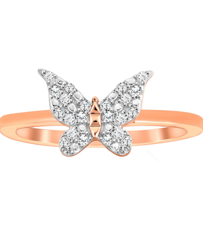 LADIES RING 0.10CT ROUND DIAMOND 10K ROSE GOLD