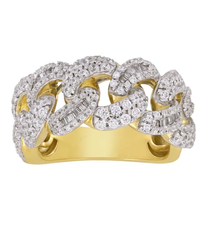 MEN'S BAND 1.50CT ROUND/BAGUETTE DIAMOND 10K YELLOW GOLD