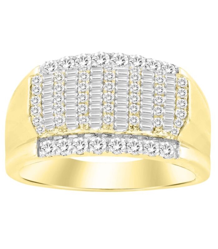 MEN'S BAND 1.00CT ROUND/BAGUETTE DIAMOND 10K YELLOW GOLD