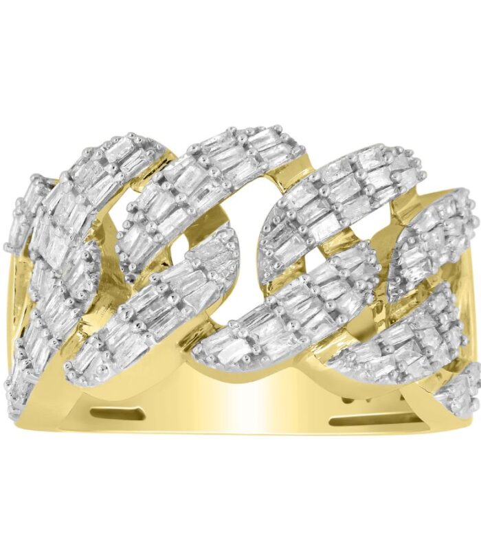 MEN'S RING 1.00CT BAGUETTE  DIAMOND 10K YELLOW GOLD