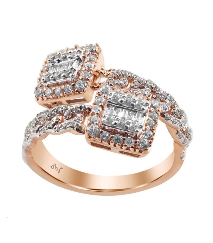 LADIES BAND 0.75CT ROUND DIAMOND 14K ROSE GOLD