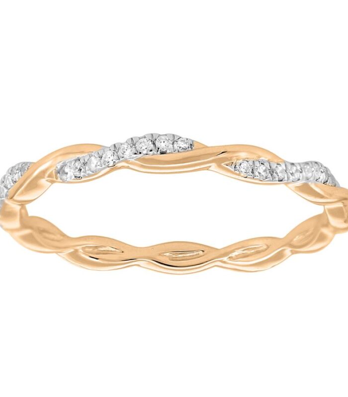 LADIES BAND 0.20CT ROUND DIAMOND 10K ROSE GOLD