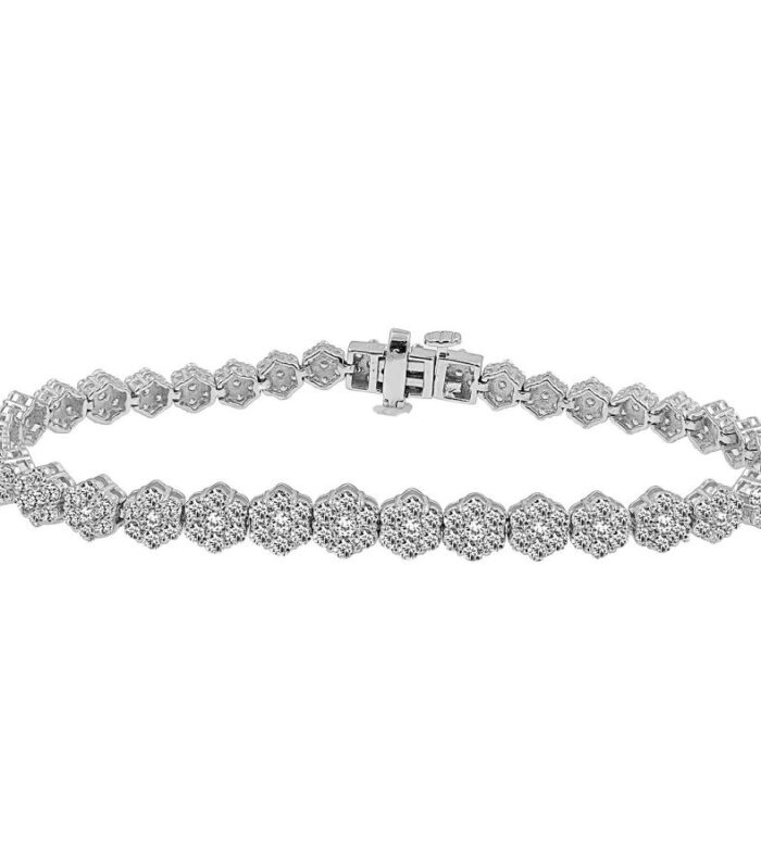 LADIES BRACELET 5.00CT ROUND DIAMOND 14K WHITE GOLD