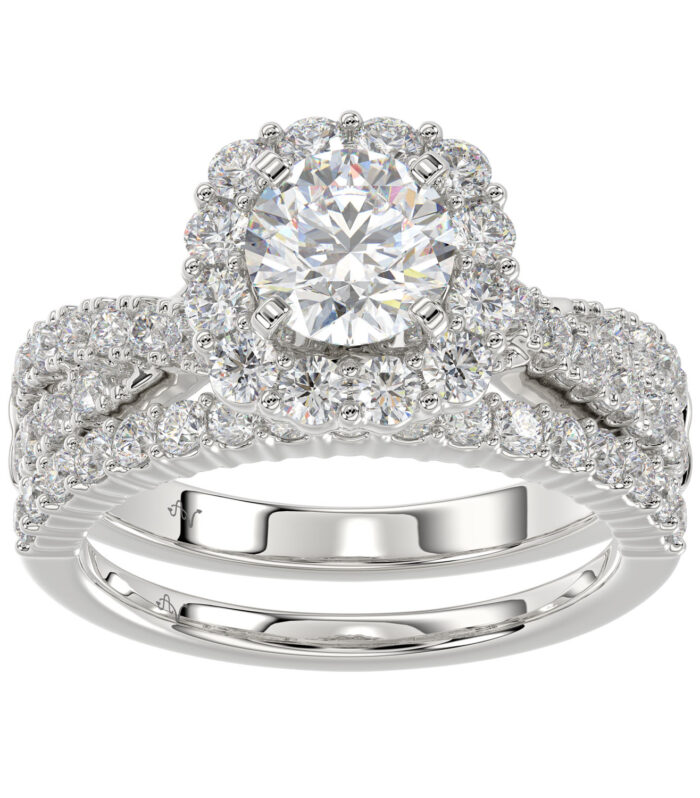LADIES SEMI MOUNT BRIDAL SET 1.00CT ROUND DIAMOND 14K WHITE GOLD (SI QUALITY)