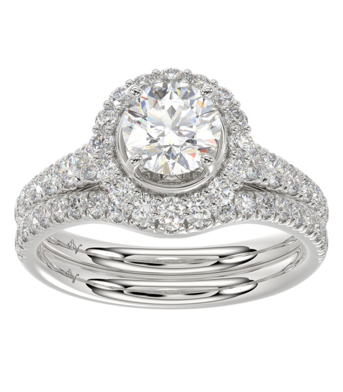 LADIES SEMI MOUNT BRIDAL SET 1.00CT ROUND DIAMOND 14K WHITE GOLD (SI QUALITY)  (CENTER STONE 1.00CT ROUND DIAMOND)