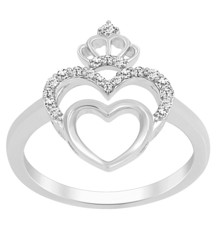 LADIES RING 0.15CT ROUND DIAMOND 10K WHITE GOLD