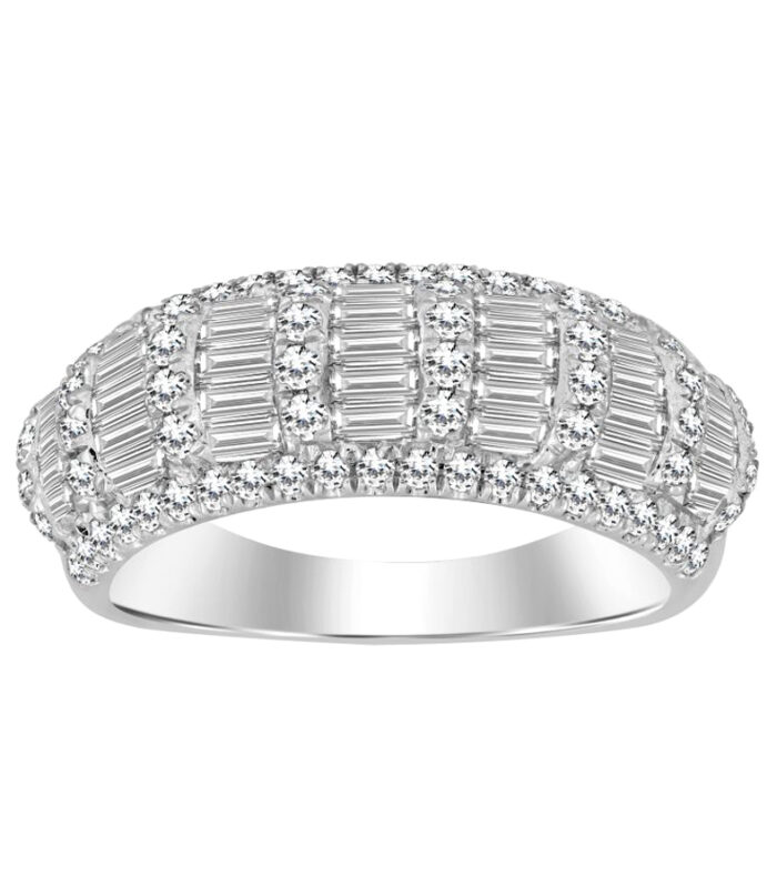 LADIES BAND 1.25CT ROUND/BAGUETTE DIAMOND 14K WHITE GOLD