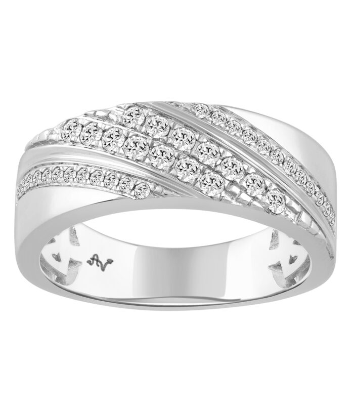 MEN'S BAND 0.50CT ROUND DIAMOND 10K WHITE GOLD