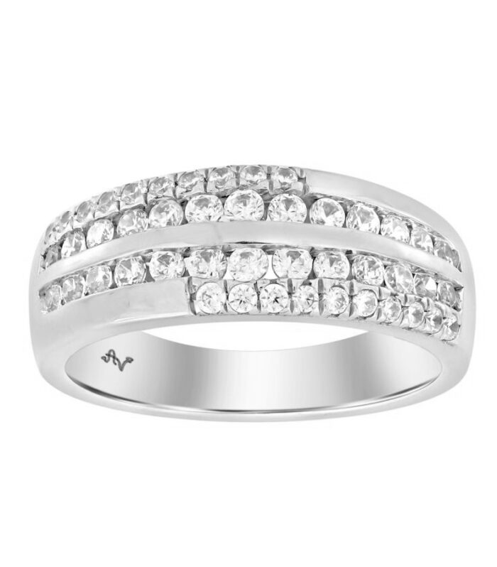 MEN'S BAND 1.00CT ROUND DIAMOND 10K WHITE GOLD