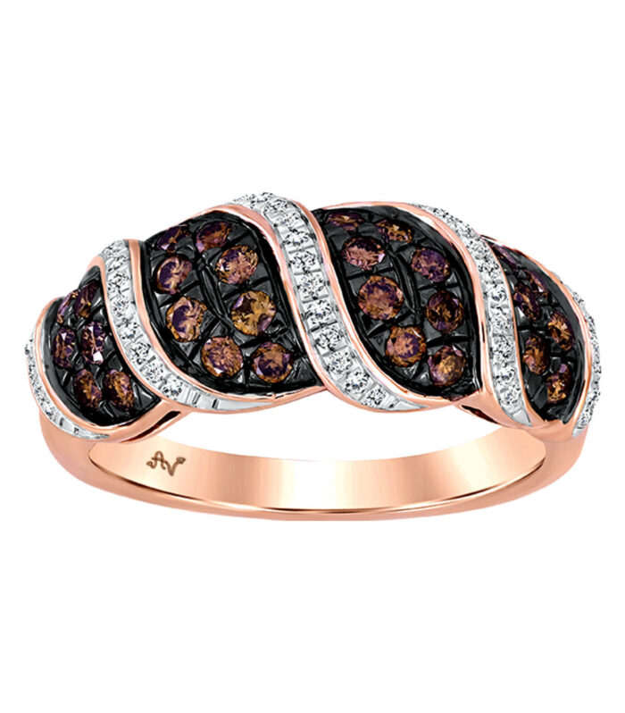 LADIES BAND 0.80CT ROUND/DARK BROWN DIAMOND 14K ROSE GOLD