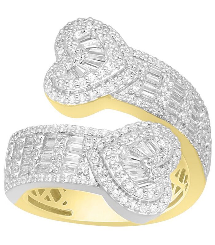 MEN'S RING 2.00CT ROUND/BAGUETTE DIAMOND 14K WHITE/YELLOW GOLD (SI QUALITY)