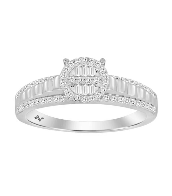 LADIES RING 0.25CT ROUND DIAMOND 10K WHITE GOLD