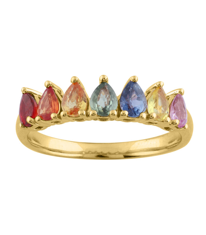 LADIES RING 1.40CT PEAR DIAMOND 14K YELLOW GOLD  (COLOUR STONE MIX-1.40CT)