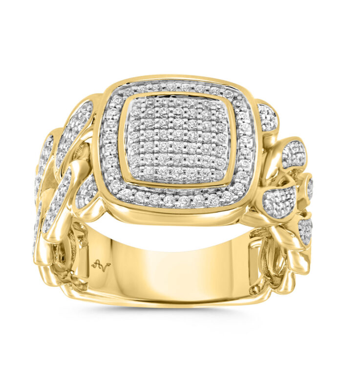 MEN'S  RING 0.75CT ROUND DIAMOND 10K YELLOW GOLD
