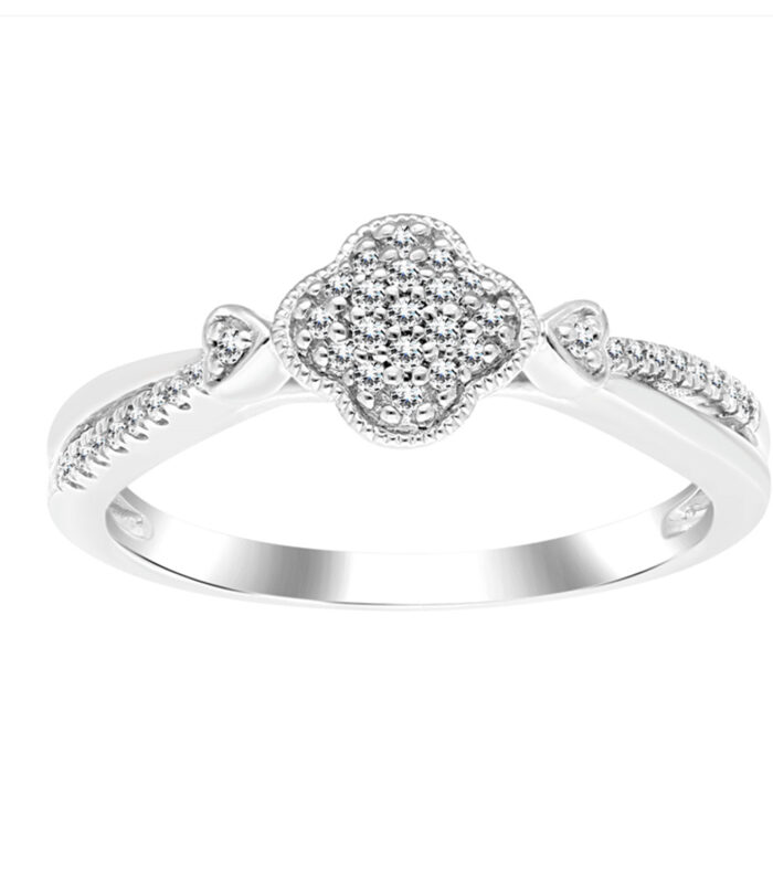 LADIES RING 0.15CT ROUND DIAMOND 14K WHITE GOLD