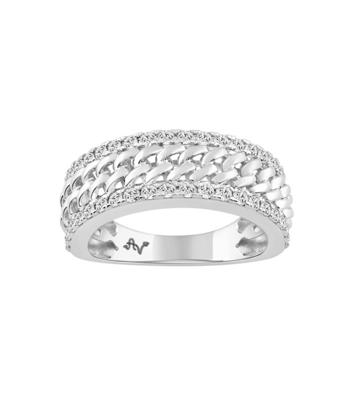 MEN'S BAND 1.00CT ROUND DIAMOND 14K WHITE GOLD