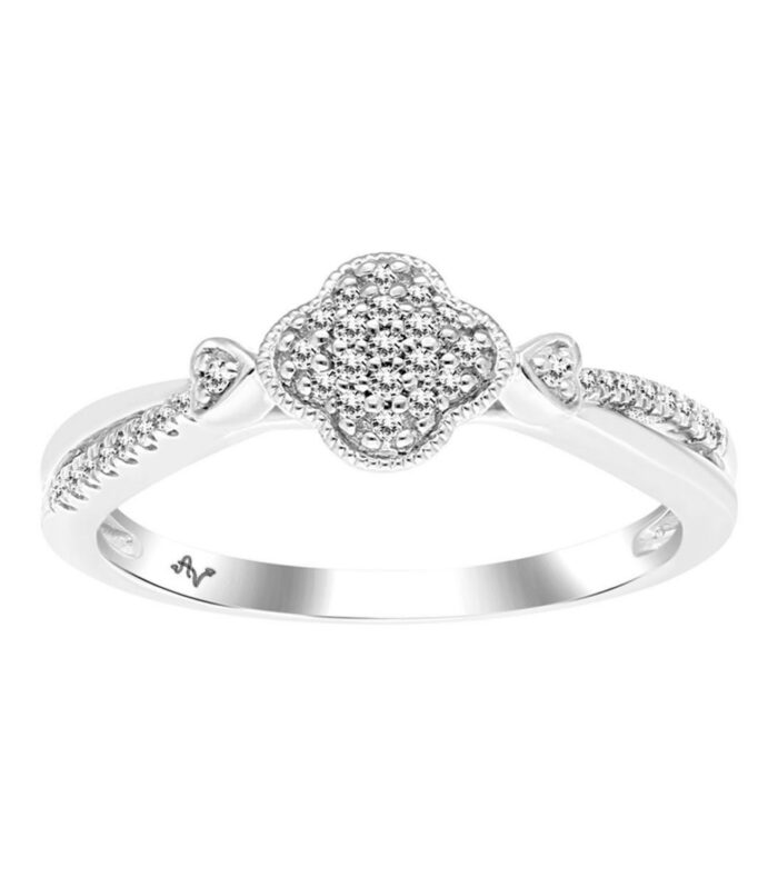 LADIES RING 0.15CT ROUND DIAMOND 10K WHITE GOLD