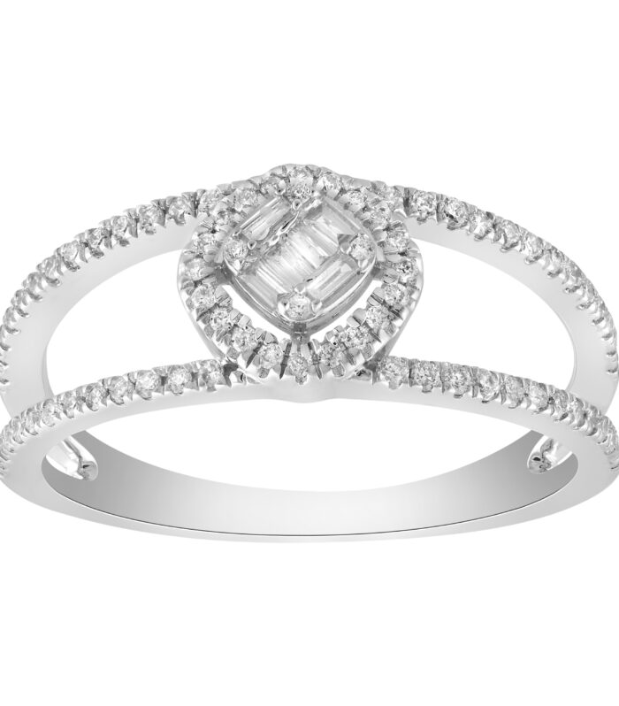 LADIES BAND 0.33CT ROUND/BAGUETTE DIAMOND 14K WHITE GOLD