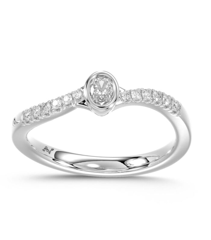 LADIES RING 0.25CT ROUND/OVAL DIAMOND 14K WHITE GOLD