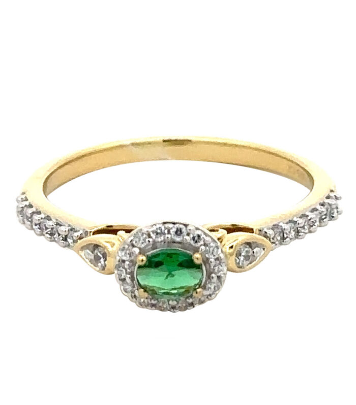 LADIES RING 0.33CT ROUND/OVAL DIAMOND 14K YELLOW GOLD (CENTER STONE 0.15CT OVAL DIAMOND)