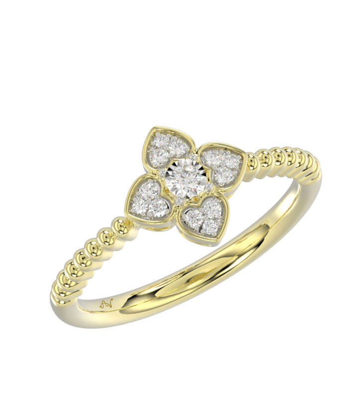LADIES RING 0.10CT ROUND DIAMOND 10K YELLOW GOLD