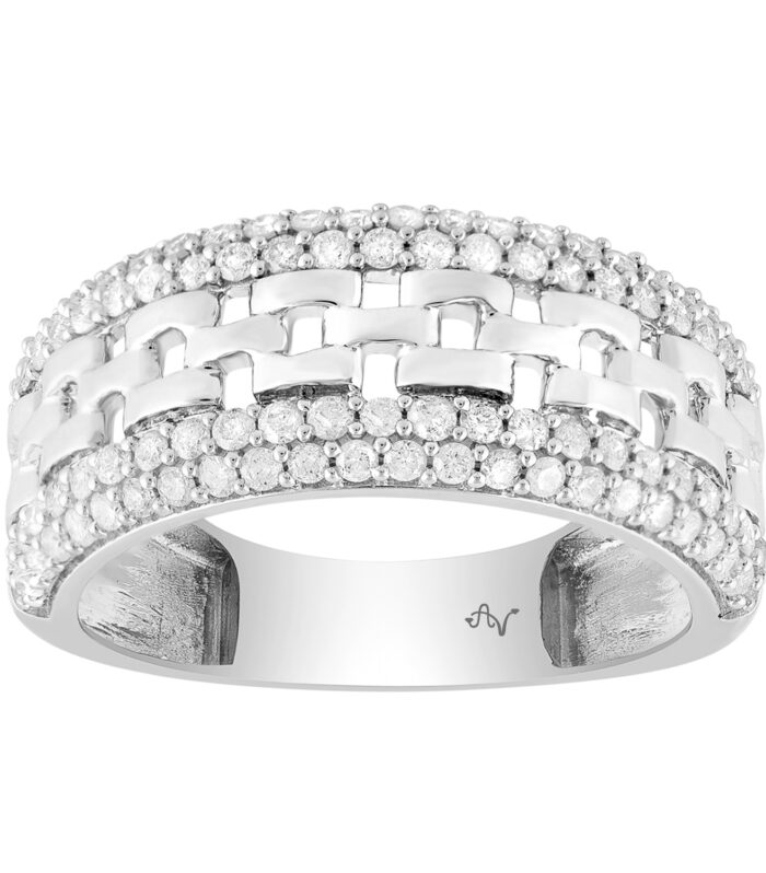 MEN'S BAND 1.00CT ROUND DIAMOND 14K WHITE GOLD