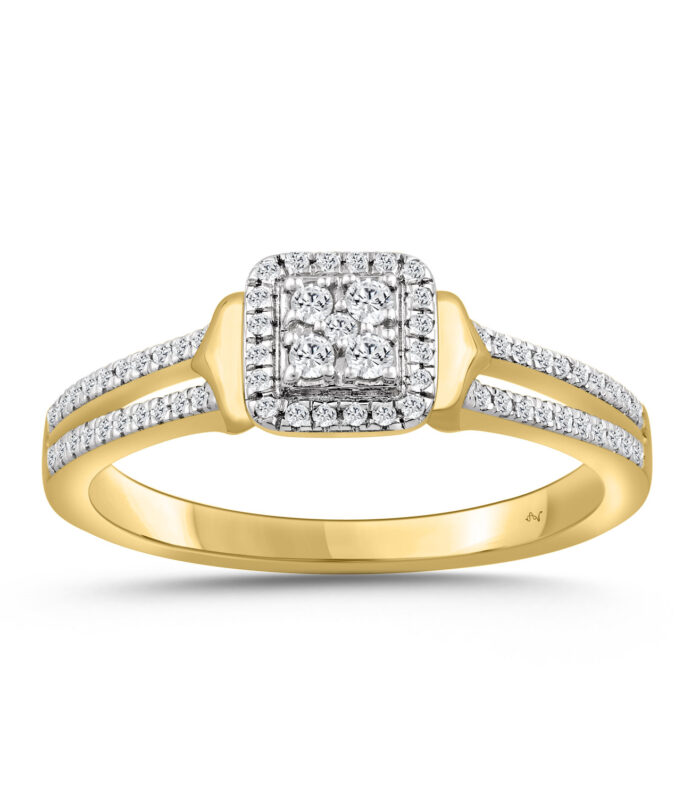 LADIES RING 0.20CT ROUND DIAMOND 10K YELLOW GOLD